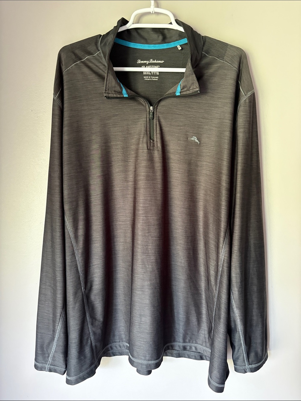 Tommy Bahama IslandZone Grey Vented Lightweight Quarter Zip